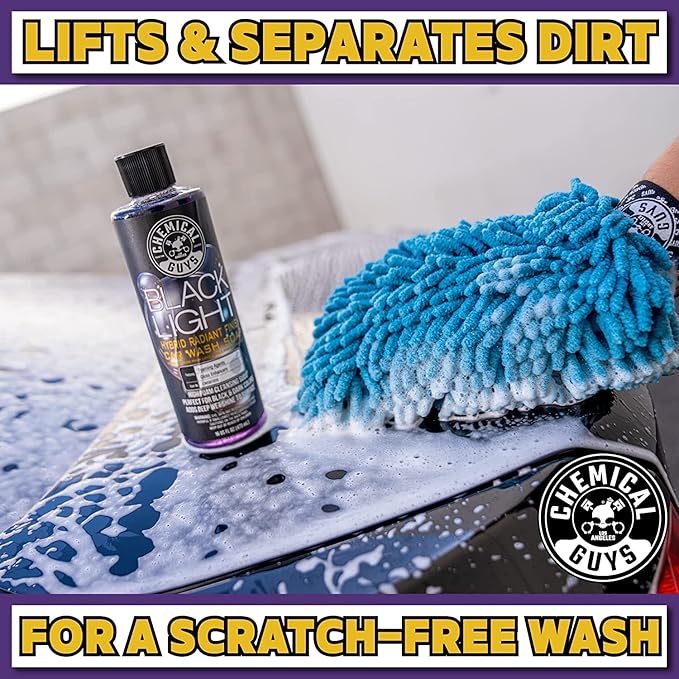 Chemical Guys CWS61964BK Car Wash Detailing Bucket, Mitt & Accessories Bundle (6 Items) Featuring Black Light Foaming Car Wash Soap, 64 oz (Half Gallon) - Works on Cars, Trucks, SUVs, RVs & More