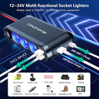EUGIZMO 12V Cigarette Lighter Socket Splitter, 200W 3 Socket Multi Port Car Cigarette Lighter Adapter Plug Splitter USB Charger Auxiliary 12 Volt Power Outlet with Eyelet Terminal