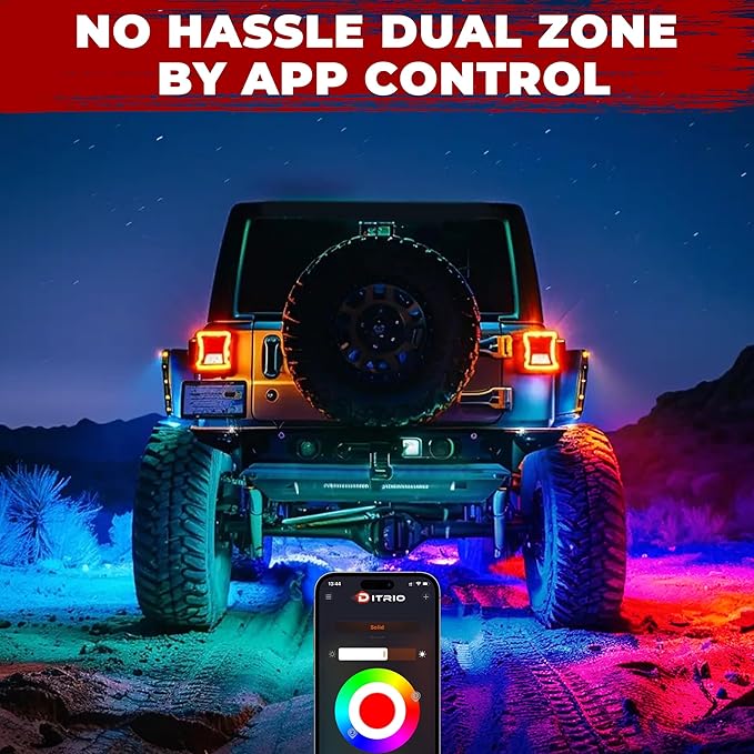 16 Pods Five Sided RGB Rock Lights for Trucks Jeep UTV SUV ATV Golf Cart, Multi Chasing Color App/Remote Control Led Rock Lights with Music Mode, Waterproof Exterior Underglow Kits for Cars(Patented)