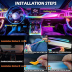 Interior Car LED Strip Lights,Acrylic LED Lights for Car with Dynamic Dreamcolor Chasing,116in 4 in 1 RGB Neon Strip Fiber Optic LED Ambient Lighting Kits with Remote APP,for Inside car Decorations