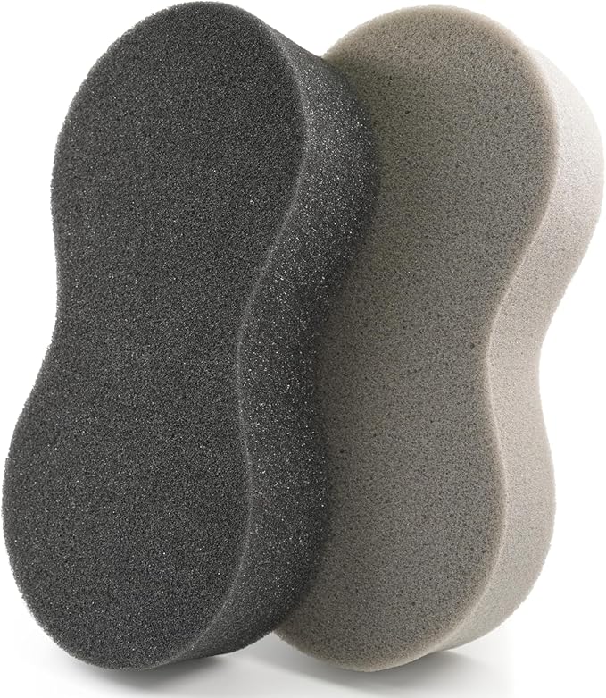 2 Pack Large Car Wash Sponge, Black & Gray Jumbo Bone Shape Sponges for Auto Detailing, Non-Scratch Foam Scrubber for Truck Boat Bike & Household Cleaning, High Absorbent Soft Washing Tool
