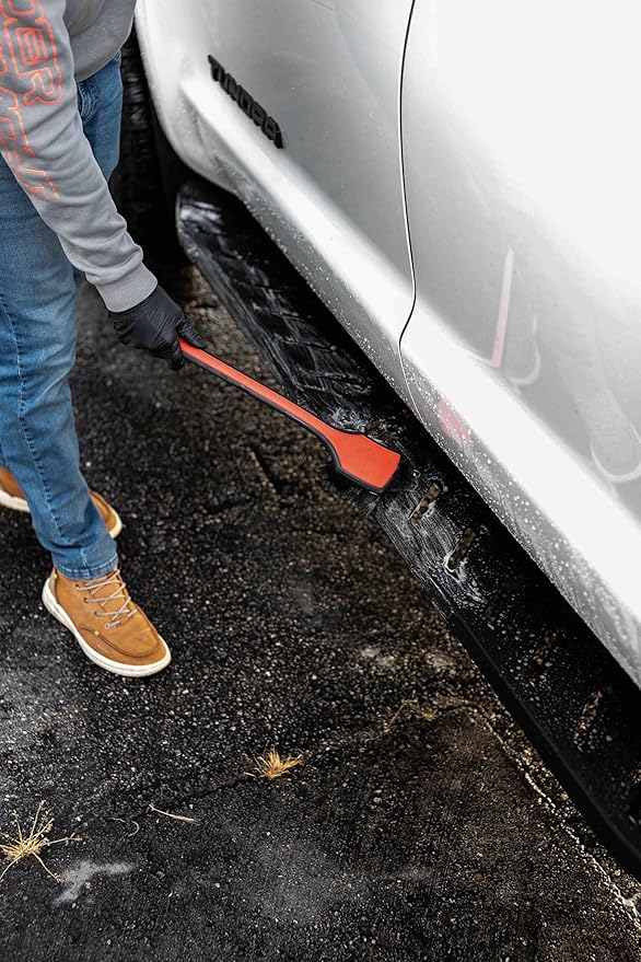 Detail Factory - Fender Well Brush - Ergonomic ProGrip Handle, Stiff Synthetic Bristles, Ergonomic Design, Clean Your Wheel Wells with Ease - Octane Ectoplasm