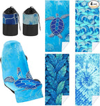 Hahafelt 4 Pack Car Seat Towel Covers with Storage Bag, 63 x 32 Inch Universal Non Slip Waterproof Sweat Protector for Car Truck, Gym Swimming Running, Machine Washable (Ocean Landscape)