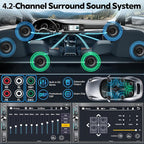 SJoyBring QLED Double Din Car Stereo with Dash Cam & Backup Camera, Wireless Apple CarPlay & Android Auto, Bluetooth, 4.2-Ch 2 Subwoofers Outputs, 7 inch Touchscreen, MirrorLink, FM/AM Radio