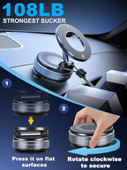snanlen Upgraded 360° Nano Gel Vacuum Magnetic Phone Holder, 108+LBS Heavy Duty Suction Cup Phone Mount for Car Dashboard & Windshield, 3000gf MagSafe Compatible with iPhone 17/16 Pro Max White