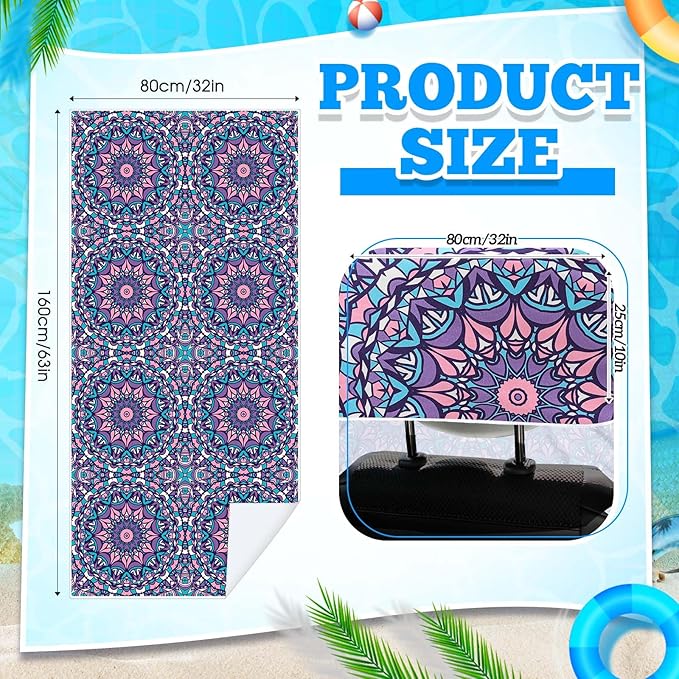 Hahafelt 2 Pack Car Seat Towel Covers with Storage Bag, 63 x 32 Inch Universal Non Slip Waterproof Sweat Protector for Car Truck, Gym Swimming Running, Machine Washable (Retro Kaleidoscope)