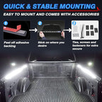 MICTUNING 2Pcs 60 Inch White LED Cargo Truck Bed Light Strip Lamp Waterproof Lighting Kit with On-Off Switch Fuse 2-Way Splitter Cable Compatible with Pickup RV SUV and More