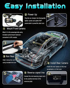 3 Channel Dash Cam Front and Rear, 4K+4K+1080P Car Camera, Free 128GB Card, Built-in GPS, ADAS, 5.8GHz WiFi & APP, Super Night Vision, G-Sensor, Loop Recording, 24H Parking Mode Dash Cam（Black）