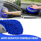 63” Long Handle Car Wash Brush Microfibre Extendable Cleaning Mop Mitt for Caravan Truck Van Tyre Window Wheel Roof 2 in 1 Interior Duster Remover Scratch Free Clean Product 3 Replacement Head