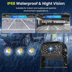 Hodozzy Wireless Backup Camera System Kit, 7 Inch IPS Reversing Monitor with IP68 Waterproof, Quad Split Recording, Night Vision, Manual Zoom,4 Backup Cameras for RV Truck/Trailer/Pickup/Camper