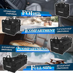 K KNODEL Car Trunk Organizer, Foldable Cover, Heavy Duty Collapsible Truck Storage Organizer, Car Cargo Trunk Organizer with Lid, 3 Compartments, with Straps (Black)