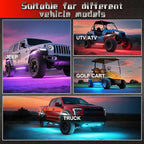 20 Pods RGB LED Rock Lights for Trucks Offroad Pickup Trailer Sedan SUV Cars, Waterproof Multicolor Neon Underglow Kit with Bluetooth APP/RF Remote, Vehicle Accent Underbody Light Underneath 12V