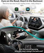OTTOCAST Cabin Care Car Adapter with Baby Car Camera, Wireless CarPlay Display on CarScreen 2026, Plug-and-Play 1080P HD Rear Seat Baby Monitor, Split Screen Navigation, for Parents & Pet Owners