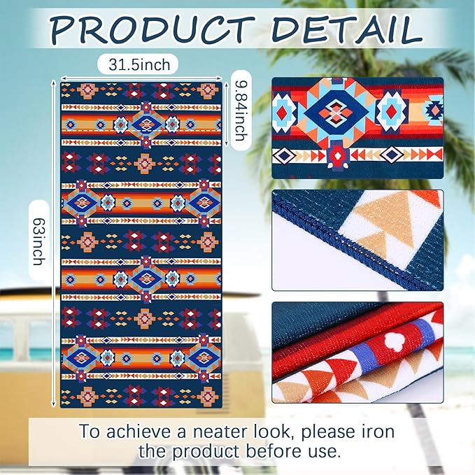 Hahafelt 2 Pack Car Seat Towel Covers Athletic Running Towel Performance Microfiber Post Workout Sweat Washable Cover Non Slip for Seat Outdoor Sport (Aztec)