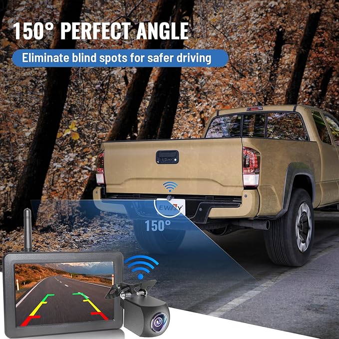 EWAY Wireless Backup Camera HD 1080P 5" Monitor Kit, Stable Digital Signal for Truck Trailer Front Rear Side View Back Up Camera Easy Setup Vehicle Reverse Wifi Camera for Car Van SUV Pickup RV Camper