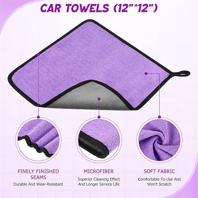 16 Pcs Windshield Cleaner Tool, Car Cleaning Kit with Various Detailing Brushes Set Spray Bottle Cleaner Towel Cleaning Gel Accessories Car Interior Detailing Kit for Windows Vents(Purple)