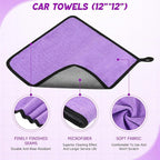 16 Pcs Windshield Cleaner Tool, Car Cleaning Kit with Various Detailing Brushes Set Spray Bottle Cleaner Towel Cleaning Gel Accessories Car Interior Detailing Kit for Windows Vents(Purple)