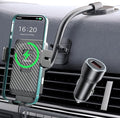 MOKPR Wireless Car Charger, Adjustable Gooseneck Car Mount Auto-Clamping Car Charger, Dashboard [with Anti Shake stabilizer] Phone Holder fit for iPhone 17 16 15 14 13 12, Samsung,with QC 3.0