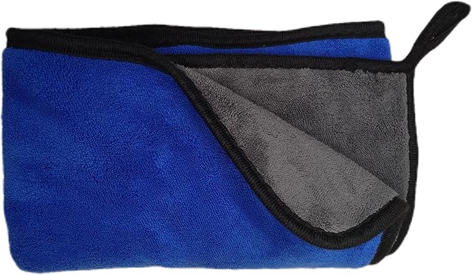 Large Microfiber Drying Towel for Car, Great Thick Soft Plush Towels, 36 x 24inches 800GSM Thickness, Quality, Washable, Absorbency No Scratch Lint Free Drying Towel (36 x 24inches,Grey-Blue,1pack)