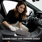 Car Duster Interior by TAKAVU, 360° Microfiber Fingers, Unbreakable Comfort Handle, Lint and Scratch Free, Include Microfiber Towel, for Car & Home Use, The Best Auto Accessories Gray