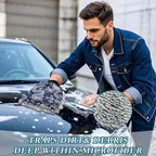 YETTASBIN Chinese Dragon 2PCS Car Wash Mitts, Ultra Absorbent Chenille Microfiber Car Washing Gloves, Scratch-Free Lint-Free Auto Cleaning Mitt, Machine Washable Elastic Cuff Car Wash Sponge