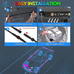 MICTUNING N8 RGBW Underglow Chasing Lights for Car with Remote & Key Fob Dual Control, IP68 Waterproof Rigid Aluminum LED Light Bar, Exterior Neon Accent Underbody Light Kit Multicolor Mode