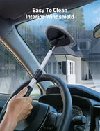 AstroAI Windshield Cleaner Tool, Car Interior Detailing Cleaning Kit with Extendable Handle and 4 Upgraded High-Density Reusable Microfiber Pads, Auto Glass Wiper Brush Kit for Cars, Gray, 15.9in-21in