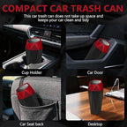 Car Trash Can with Lid - 1-Pack, Interior Accessories for Vehicles, Leakproof Garbage Can with 15 Detachable Trash Bags, Multipurpose Organizers and Storage Solutions for Home and Office
