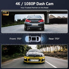 CarPlay Screen for Car with 4K Dash Cam&1080p Backup Camera,10.26" HD IPS Touch Car Play Screen Compatible with Apple Carplay & Android Auto, SuperLink, Loop Recording, Bluetooth Audio, GPS, Siri