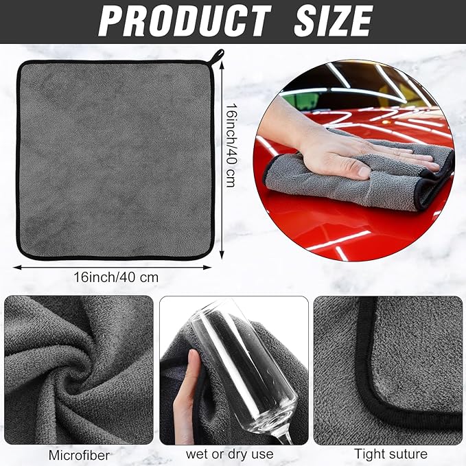 Tallew 18 Pcs Microfiber Towels:16"x16" Microfiber Drying Towels Bulk Micro Fiber Car Cleaning Cloth for Cars Drying Washing Polishing Office Windows Cleaning Household Supplies (Gray)