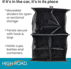 High Road Car Organizer with Cup Holder Dividers - Front Seat Organizer for Drivers or Middle Seat Car Organizer for Kids - Portable Car Caddy with Easy Carry Handle
