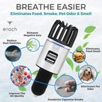 Enoch Car Air Purifier Premium Air Ionizer - 12V Plug-In Ionic Ozone Deodorizer Accessory with Dual USB Car Charger - Eliminates Cigarette Smoke, Pet and Food Odors, Dust (Gray Silver)