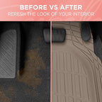 CARBELLA Heavy Duty Rubber 4-Piece Beige Car Floor Mats - Universal Trimmable All-Weather Car Accessories - Girl Car Accessories for Women & Cute Car Mats for Women for Girly Car Decor, Truck, & SUV