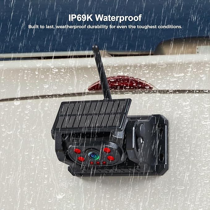 VOONOA 2 Magnetic Wireless Backup Camera with 7'' HD 1080P DVR Monitor System, 15000mAh Rechargeable Waterproof Dual Solar Reverse Camera for Hitch Towing Car Trailer Truck RV VN007