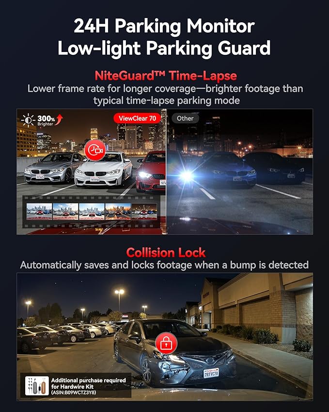 REDTIGER ViewClear 70 4K+2.5K Dash Cam Front and Rear, 8MP STARVIS 2 IMX678 Sensor, Dual HDR Hyper Night Clarity, 5.8GHz WiFi 6, 30MB/S Fast Download, Dash Camera with 24H Parking Monitor