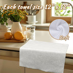 CARTMAN 60 Pack Microfiber Cleaning Cloth, Reusable Tear Away Towels Roll, 12"x12", Multi-Purpose Microfiber Towels, Lint Free, Absorbent Cleaning Rags for Kitchen, Car, Glass White