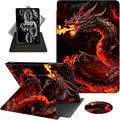 for Kindle Paperwhite Case,6.8" Kindle Paperwhite 11th Generation Case and Kindle Paperwhite Signature Edition,360 Degree Rotating Stand Leather Cover with Auto Wake/Sleep,Fire Red Dragon