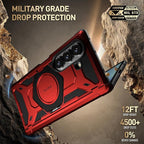 Poetic Spartan for Samsung Galaxy Z Fold 7 Case, [Hinge Protection][Magnetic Ring Adjustable Stand][Built-in Screen Protector][Compatible with MagSafe] Full-Body Rugged Phone Case, Metallic Red