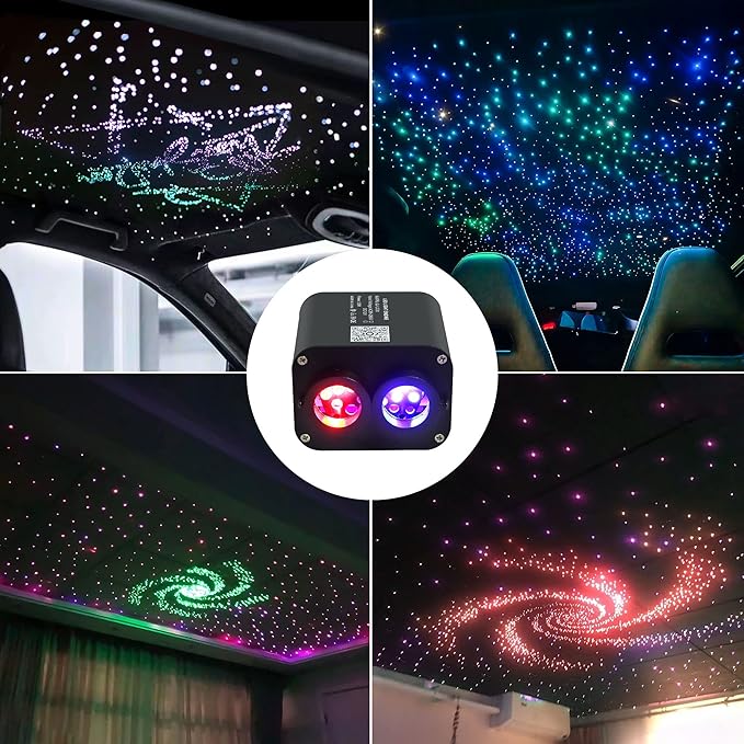 ATOKEE Dual Color Twinkle 1000pcs Starlight Headliner Kit, 20W 0.03in/0.75mm 13.1ft/4m Fiber Optic Star Lights for Car Home Roof Decor with APP/Remote Control