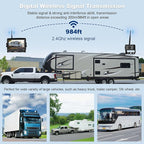Wireless Backup Camera for Trucks, RV Backup Camera Wireless with 7" HD Monitor, 4 Channels Split Screen, BSD Alert, 984ft Signal Range, IP69K Waterproof IR Night Vision Wide Angle, DIY Guide Lines