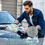 STAYTOP Beautiful Flamingo Car Wash Mitts 2Pcs,Chenille Microfiber Mitts Scratch Free Ultra Absorbent Wash Sponge Cloths for Cars,Home Cleaning-M