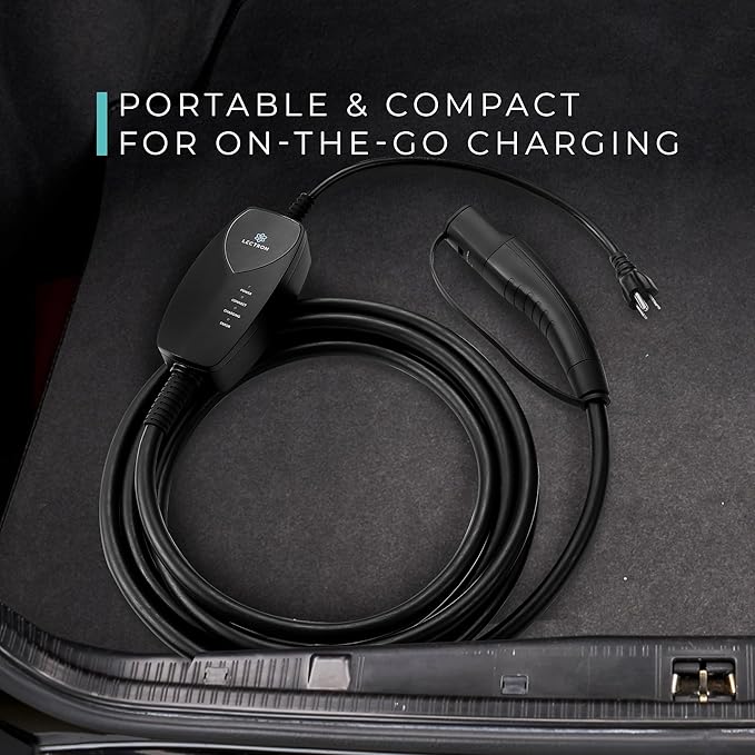 Lectron Level 1 Tesla Charger (WiFi) with App Control - 12 Amp, 120V, NEMA 5-15 Plug, 16ft Extension Cable NACS Connector, Portable Home Electric Car EV Charger for All Tesla/NACS Evs