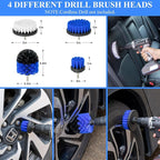 AUTODECO 34Pcs Car Detailing Brush Set, Car Detailing Kit, Auto Detailing Drill Brush Set, Car Detailing Brushes, Car Wash Cleaning Tools Kit for Interior, Exterior, Wheels, Blue