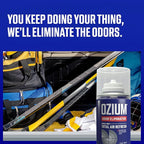 Ozium Air Sanitizer, 2 oz Car Fogger: Single-Shot Smoke Odor Eliminator & Car Air Freshener (New Car Smell, 4 Packs)