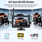 Rimoody 4.3'' HD IPS Screen Wireless Backup Camera, Digital Stable Signal, DIY Guide Lines, IP68 Waterproof, Night Vision, Wide Angle, Rear View Camera for Car/Truck/Pickup/SUV/Van/RV - Plug and Play