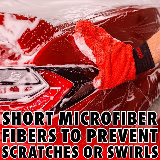 SONAX Microfibre Wash Glove (1 Piece) - Practical Car Wash Glove for The Gentle and Thorough Cleaning of Vehicle External Areas. Durable and Machine Washable | Item No. 04282000