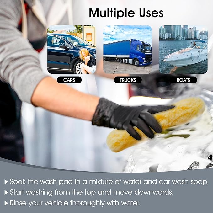 SM Arnold Spun Gold™ Professional Grade 9" x 9" Car Wash Pad: Durable, Efficient, Scratch-Proof for Ultimate Vehicle Cleaning | Ideal for Auto Detailing and Maintenance, Ergonomic No-Cuff Design