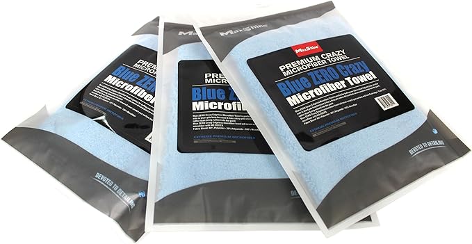 Maxshine 16”x24” Universal 3-Pack Blue Microfiber Towel - 380GSM Zero Crazy Edgeless - Professional Rinse-Free, Scratch-Free Drying Towels for Cars - Perfect for Car Detailing