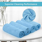 HOMEXCEL Blue Cleaning Rags 5 Pack, Highly Absorbent Microfiber Cleaning Cloth for Kitchen, Lint Free, Scratch-Free, Reusable Microfiber Towels for House, Window and Glass, Cars, 11.5 X11.5 inch