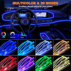 Jushope Interior Car LED Strip Lights with Wireless APP and Remote Control, RGB 5 in 1 Ambient Lighting Kits with 236 inches Fiber Optic, 16 Million Colors Car Neon Lights, Sync to Music